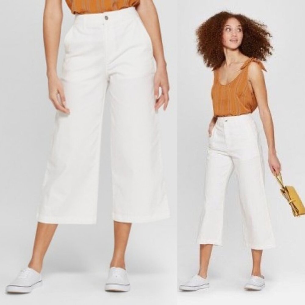 a new day White Cropped Wide-Leg Culotte Pants